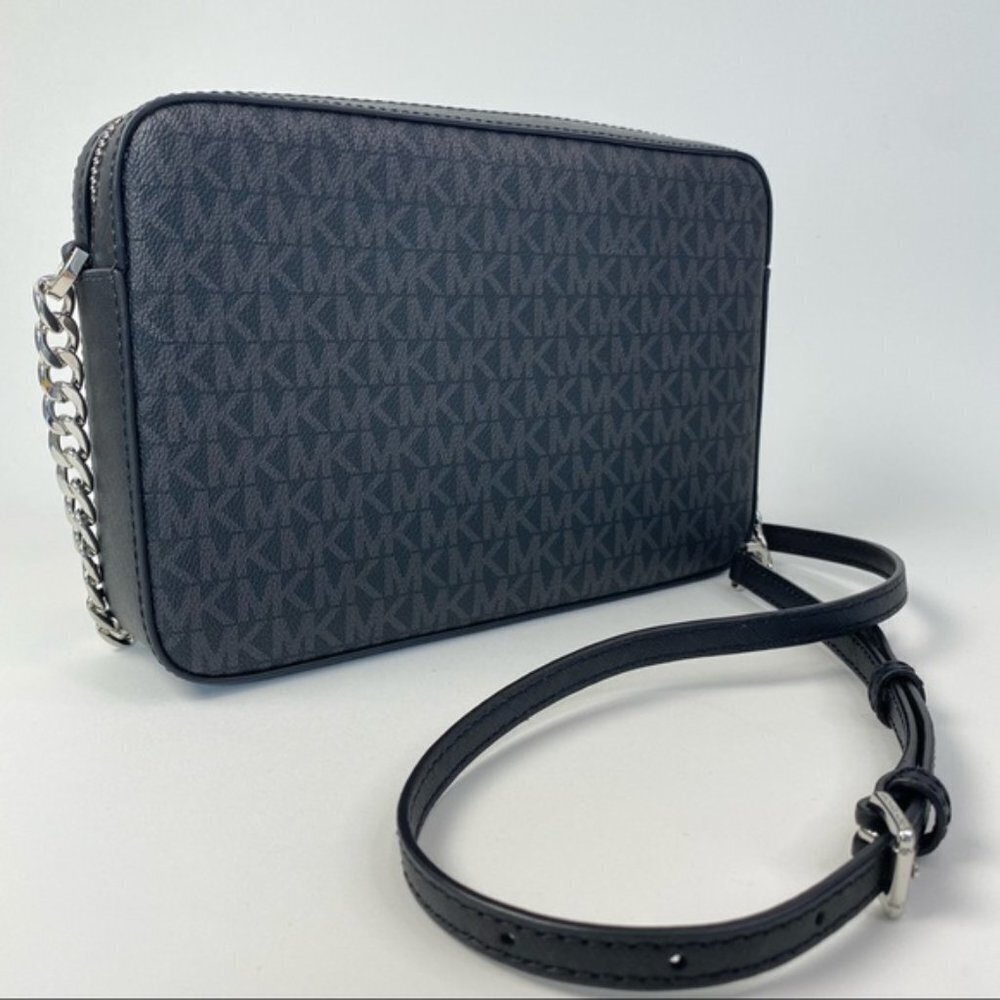 Michael Kors Large Jet set Crossbody Bag in Black Signature MK Print - Picture 5 of 8